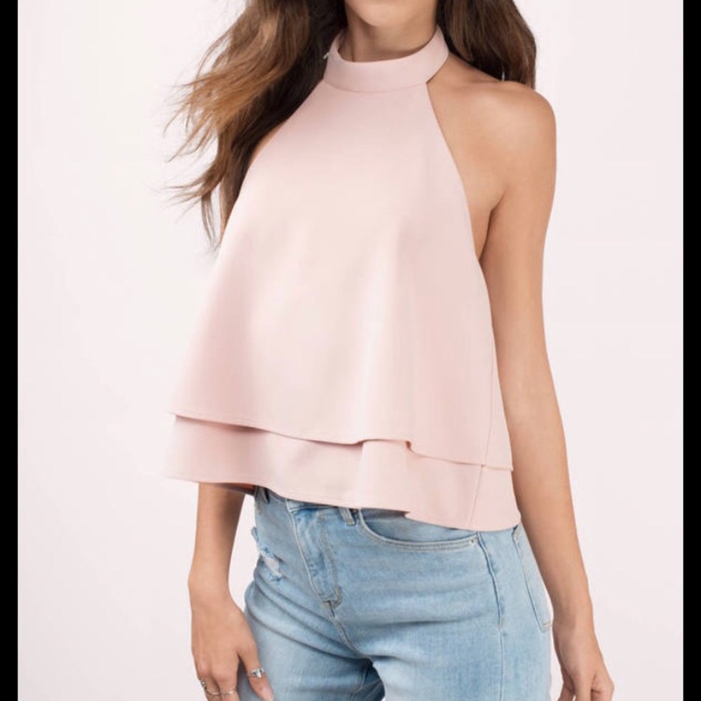TOBI swept away blush halter top S/P
